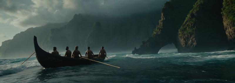 18604-1380422686-movie still photography of Spanish explorers( approaching the beach in a rowing boat_1.5), looking at an ultra realistic strande.jpg